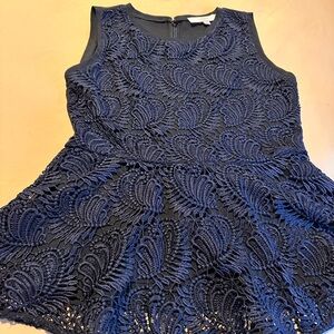 Loft Sleeveless Navy Lace Peplum Top, NWOT, Size 0